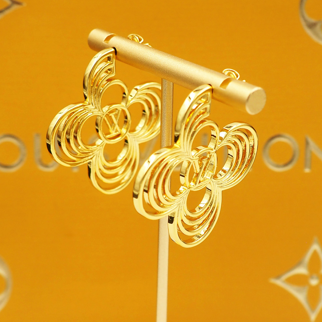LV 原版四葉花瓣鏤空耳環 金色精品飾品｜歐美奢侈品精品推薦