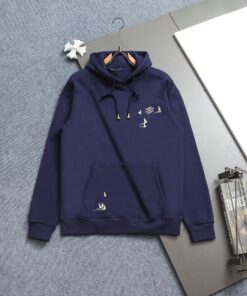 LV高仿男款連帽衛衣深藍海鷗刺繡設計休閒風格百搭款