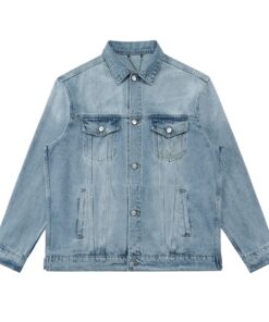 LV 高仿男士牛仔外套 淺色水洗丹寧設計 經典口袋繡標款