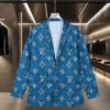 LV 原單男士西裝外套 藍色Monogram印花 商務與休閒兼具｜歐美奢侈品精品推薦