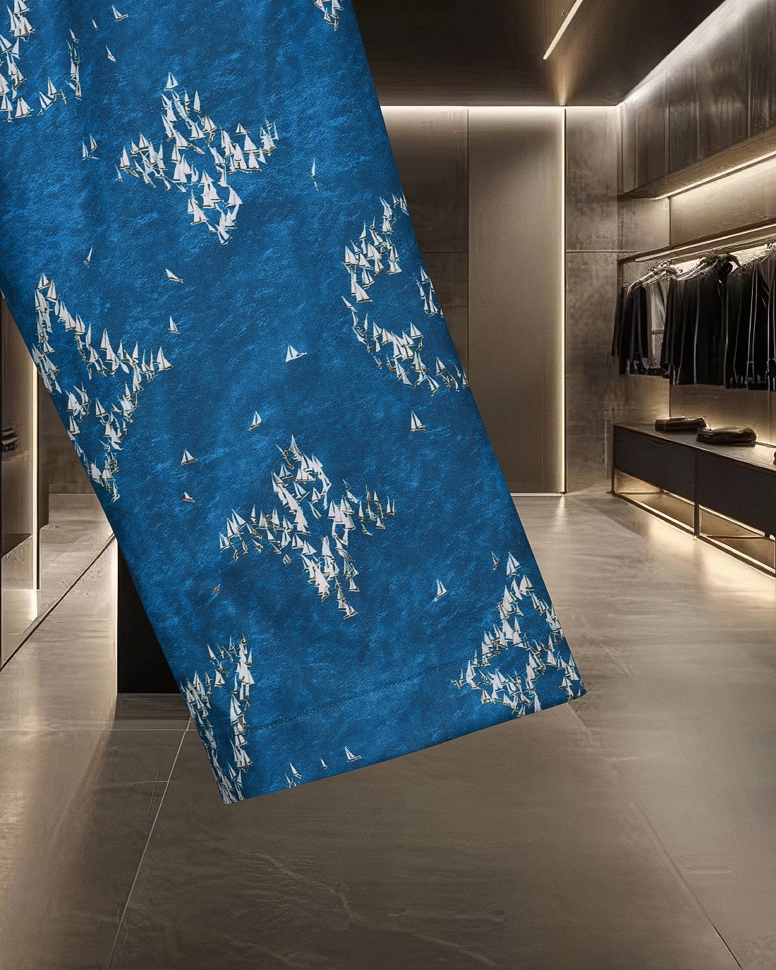 LV 原單男士西裝外套 藍色Monogram印花 商務與休閒兼具｜歐美奢侈品精品推薦