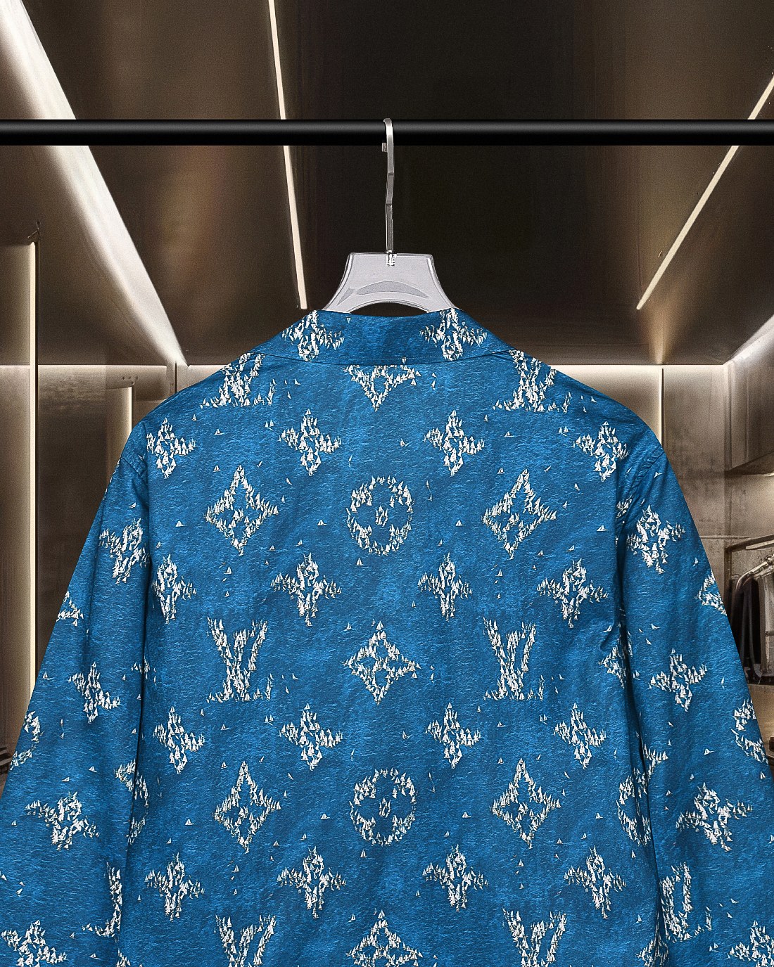 LV 原單男士西裝外套 藍色Monogram印花 商務與休閒兼具｜歐美奢侈品精品推薦