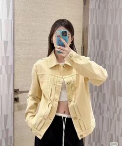 LV 原單女士外套淡黃色牛仔短版設計百搭休閒風