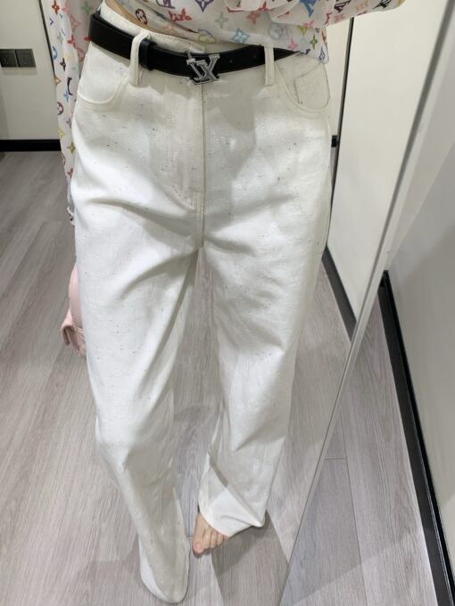 LV高仿女士白色牛仔褲直筒剪裁百搭時尚款