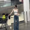 LV高仿女士牛仔褲喇叭褲寬鬆版型經典老花｜歐美奢侈品精品推薦