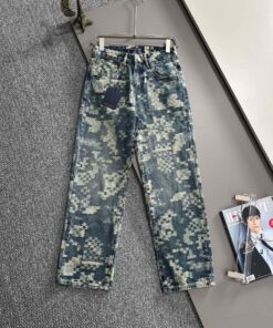 LV 一比一男士牛仔褲迷彩水洗設計潮流修身款