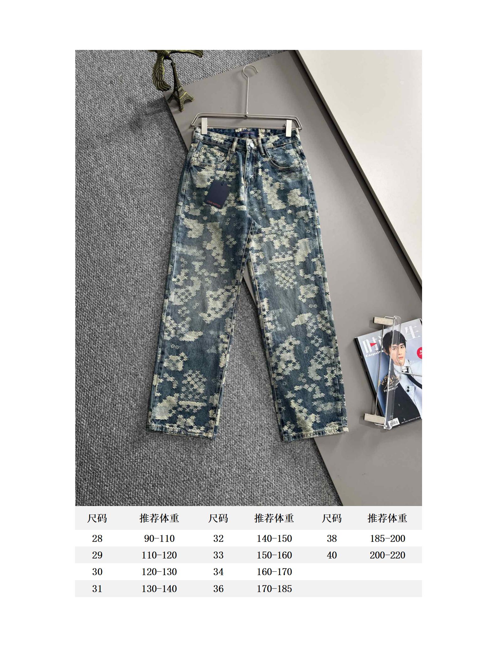 LV 一比一男士牛仔褲迷彩水洗設計潮流修身款｜歐美奢侈品精品推薦