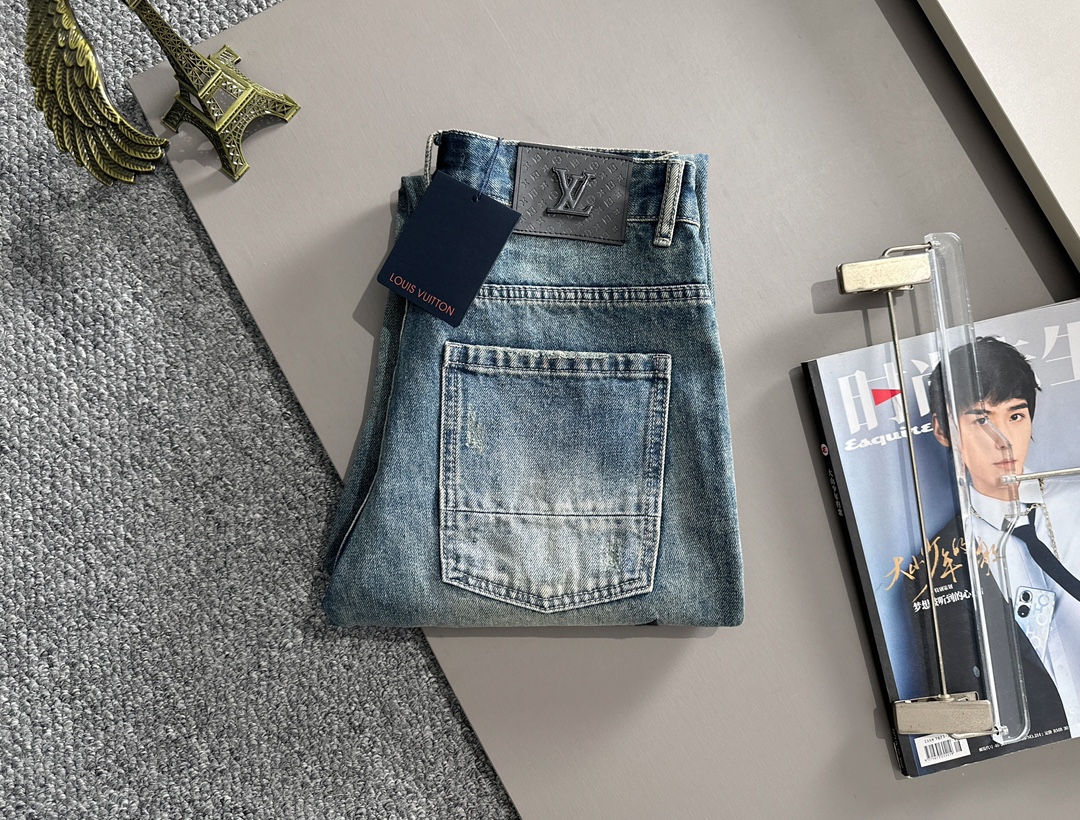 LV A貨男士牛仔褲彩色刺繡做舊街頭潮流款｜歐美奢侈品精品推薦