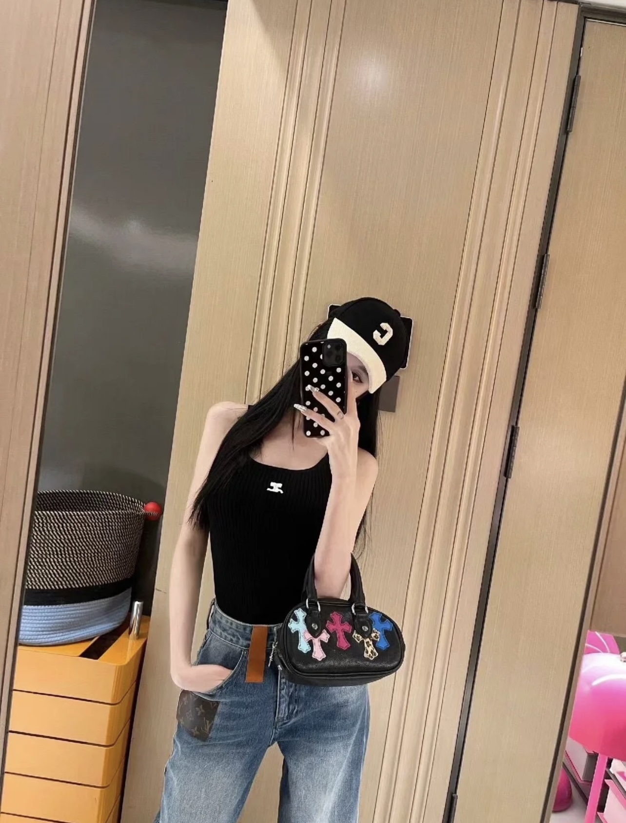 LV 一比一牛仔寬褲 拼接設計 時尚休閒風｜歐美奢侈品精品推薦