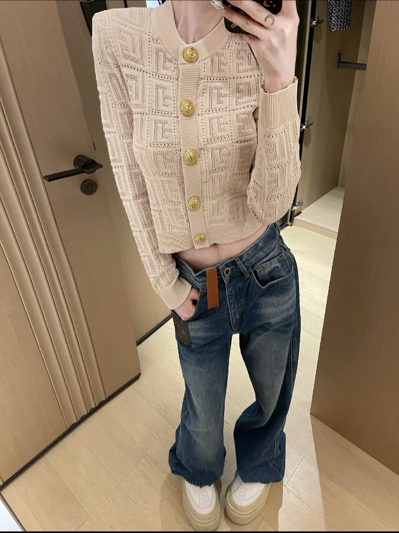 LV 一比一牛仔寬褲 拼接設計 時尚休閒風｜歐美奢侈品精品推薦
