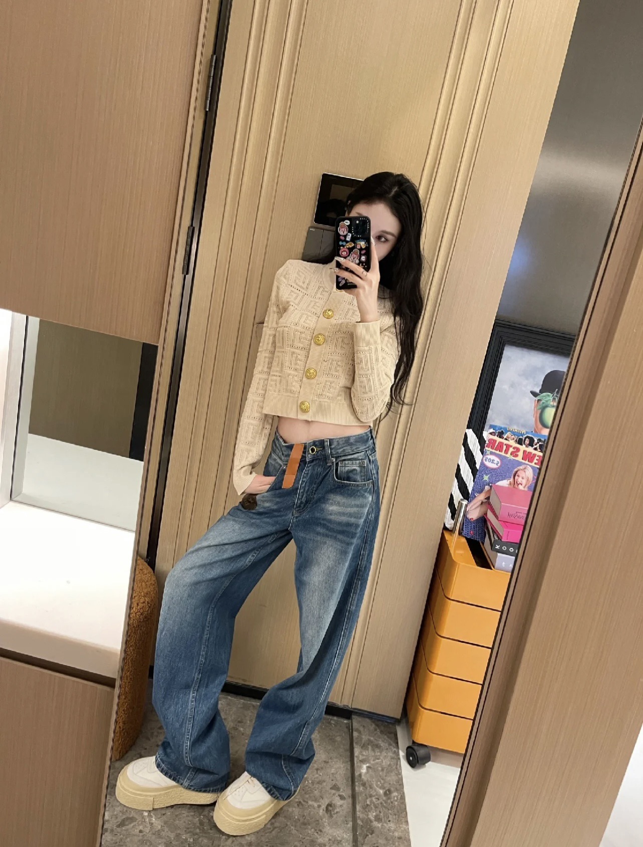 LV 一比一牛仔寬褲 拼接設計 時尚休閒風｜歐美奢侈品精品推薦