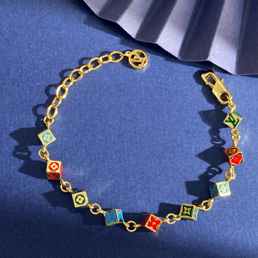 LV高仿男女款項鍊手鍊套組彩色Monogram精品款｜歐美奢侈品精品推薦