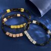 LV高仿Monogram皮繩方塊手環金色經典百搭飾品｜歐美奢侈品精品推薦