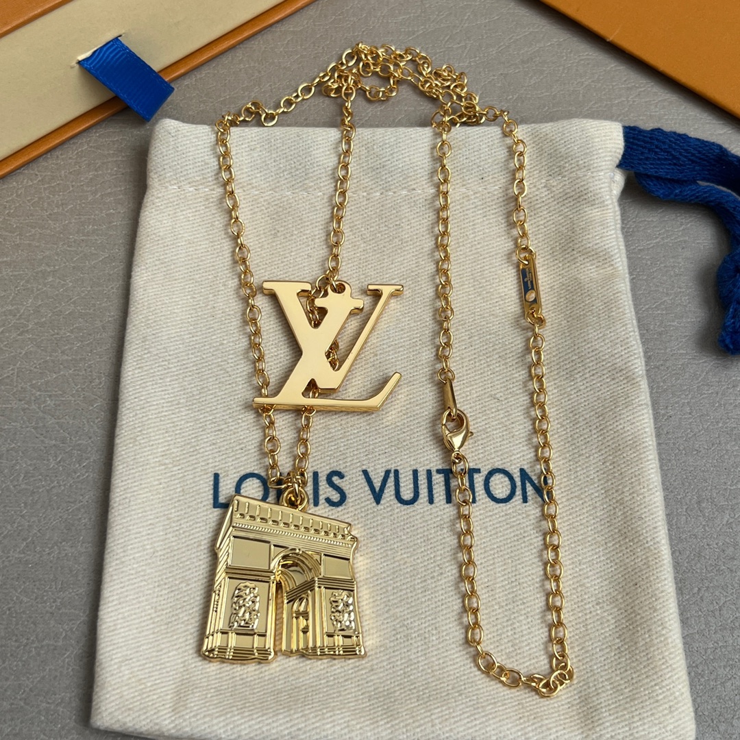 LV高仿女士項鍊時尚金色吊墜設計百搭精品款｜歐美奢侈品精品推薦
