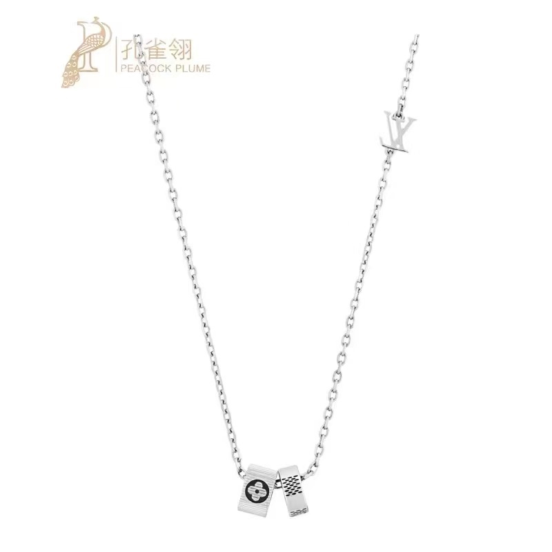 LV一比一女士銀色雙圈吊墜項鍊簡約百搭氣質款｜歐美奢侈品精品推薦