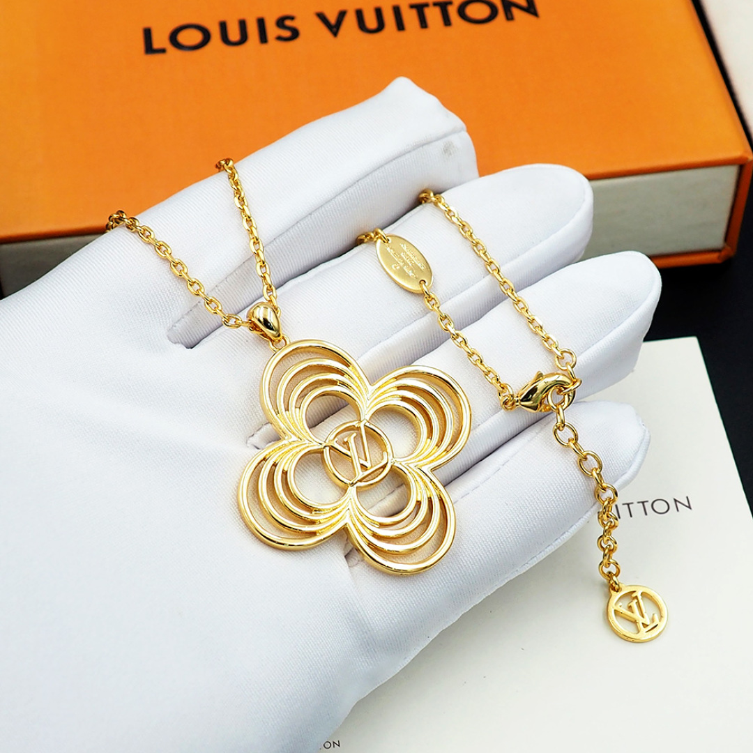 LV 一比一花卉圖騰項鍊 金色銀色精品百搭飾品｜歐美奢侈品精品推薦
