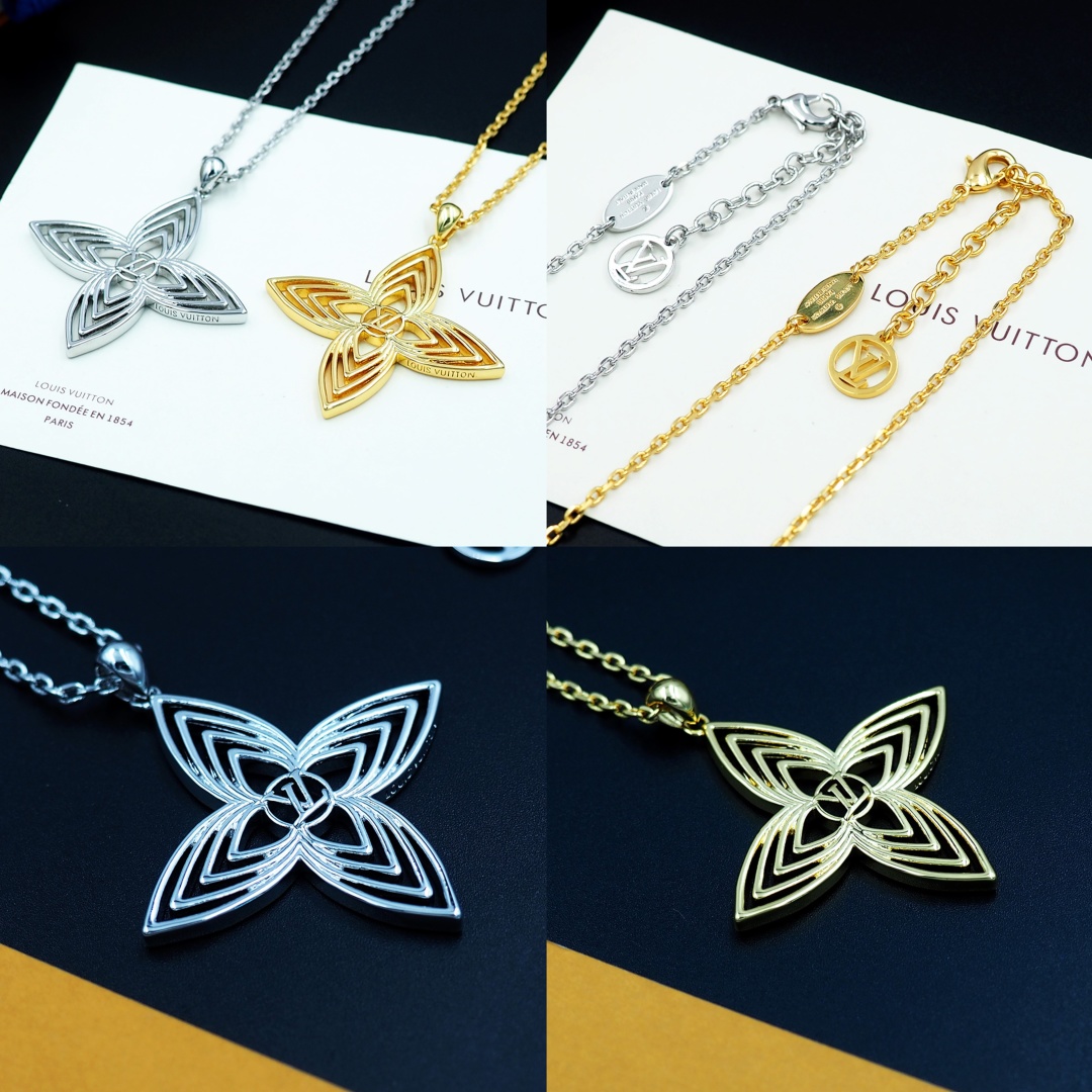 LV 原單四葉花瓣吊墜項鍊 銀色精品飾品｜歐美奢侈品精品推薦