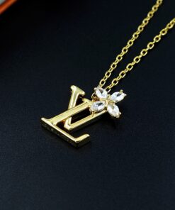 LV金色Logo鑽飾項鍊 奢華優雅百搭