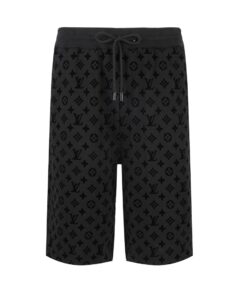 LV 高仿男士休閒短褲 黑色Monogram全印花設計 舒適百搭款