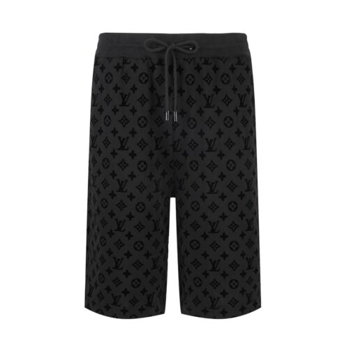 LV 高仿男士休閒短褲 黑色Monogram全印花設計 舒適百搭款