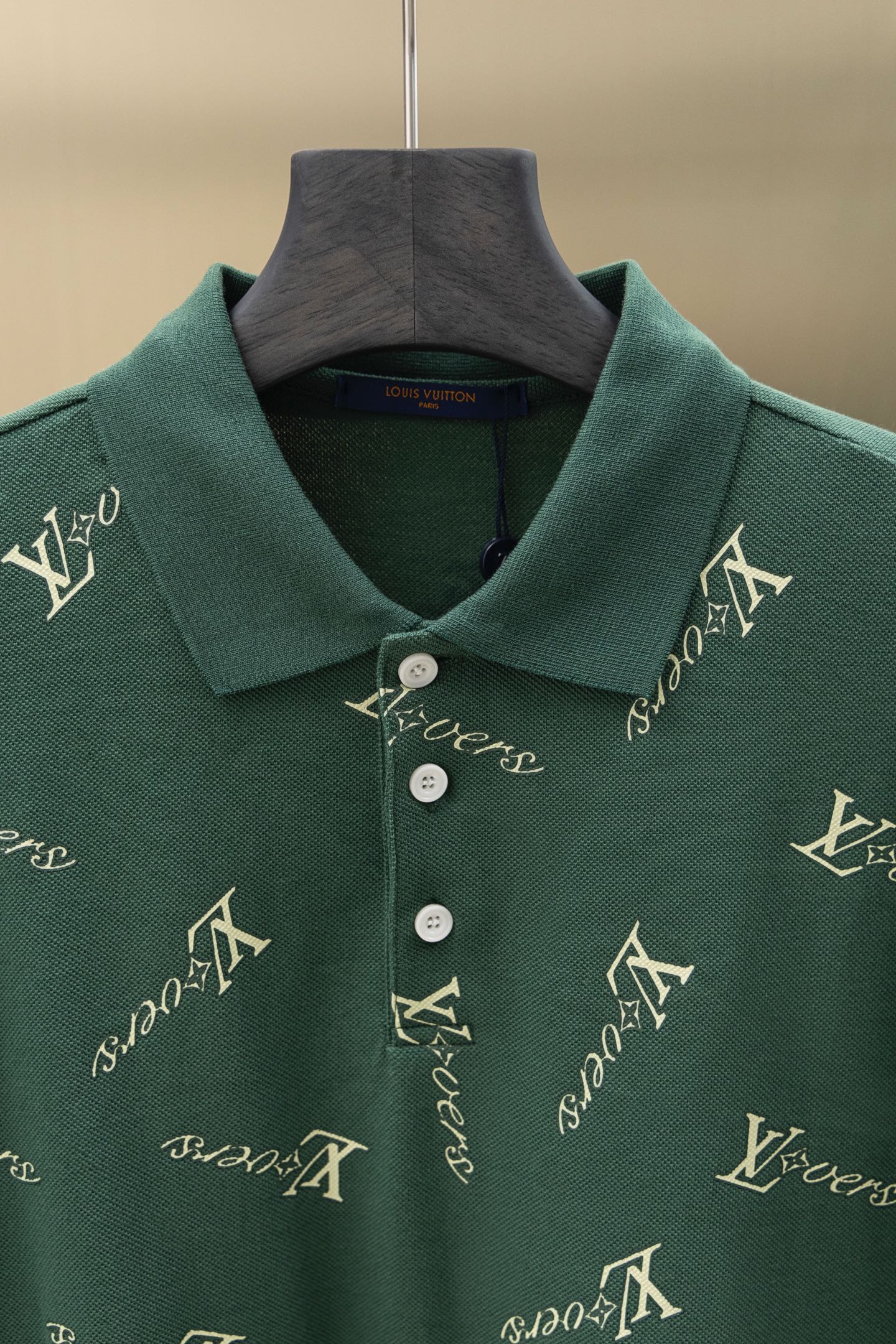 LV高仿男士深綠色POLO衫 夏季短袖潮流印花上衣｜歐美奢侈品精品推薦