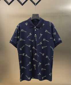 LV高仿男士深藍色POLO衫 夏季短袖經典Logo印花上衣