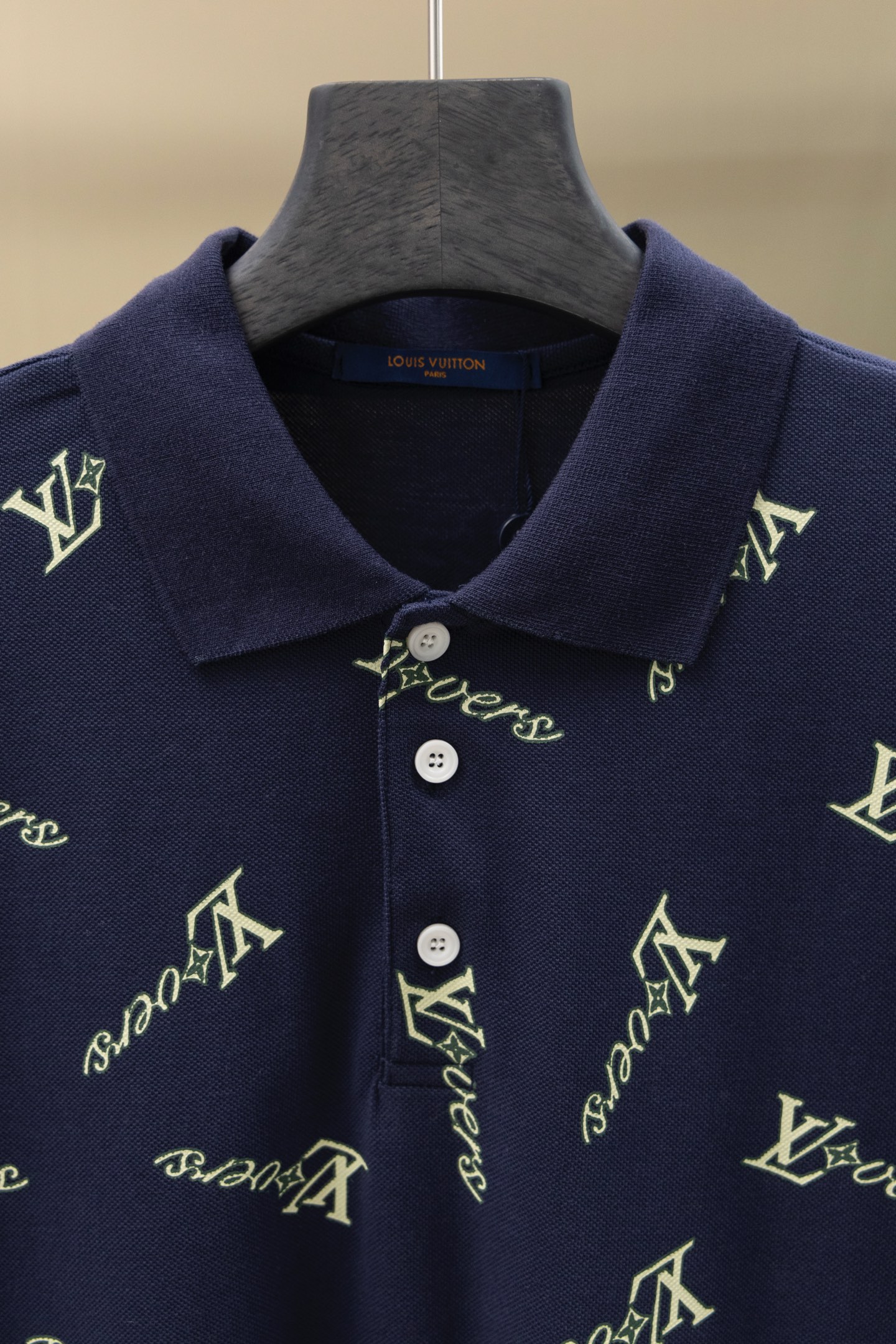 LV高仿男士深藍色POLO衫 夏季短袖經典Logo印花上衣｜歐美奢侈品精品推薦