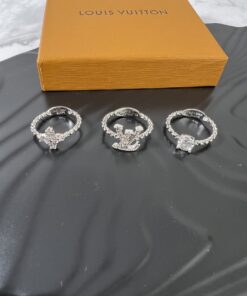 LV原單銀色鑽飾戒指套組優雅百搭三件組
