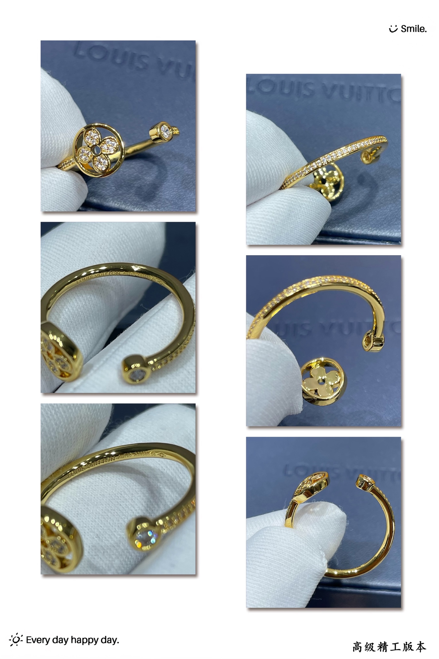 LVA貨女士金色圓形滿鑽花形開口戒指精緻典雅百搭款｜歐美奢侈品精品推薦