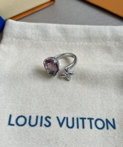 LVA貨女士銀色紫水滴鑽花形開口戒指優雅時尚款