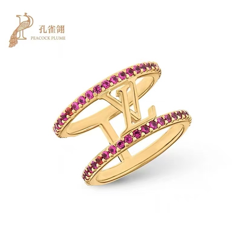 LV原單女士雙圈滿鑽Logo戒指華麗閃耀款｜歐美奢侈品精品推薦