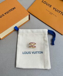 LV原單女士雙圈滿鑽Logo戒指華麗閃耀款