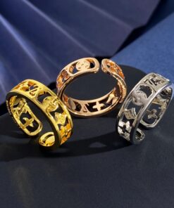 LV高仿鏤空花紋戒指三色可選品牌經典款