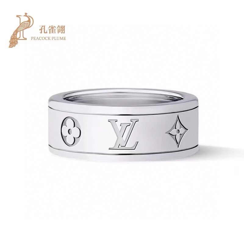 LV Monogram寬版戒指 銀色高仿時尚情侶款｜歐美奢侈品精品推薦