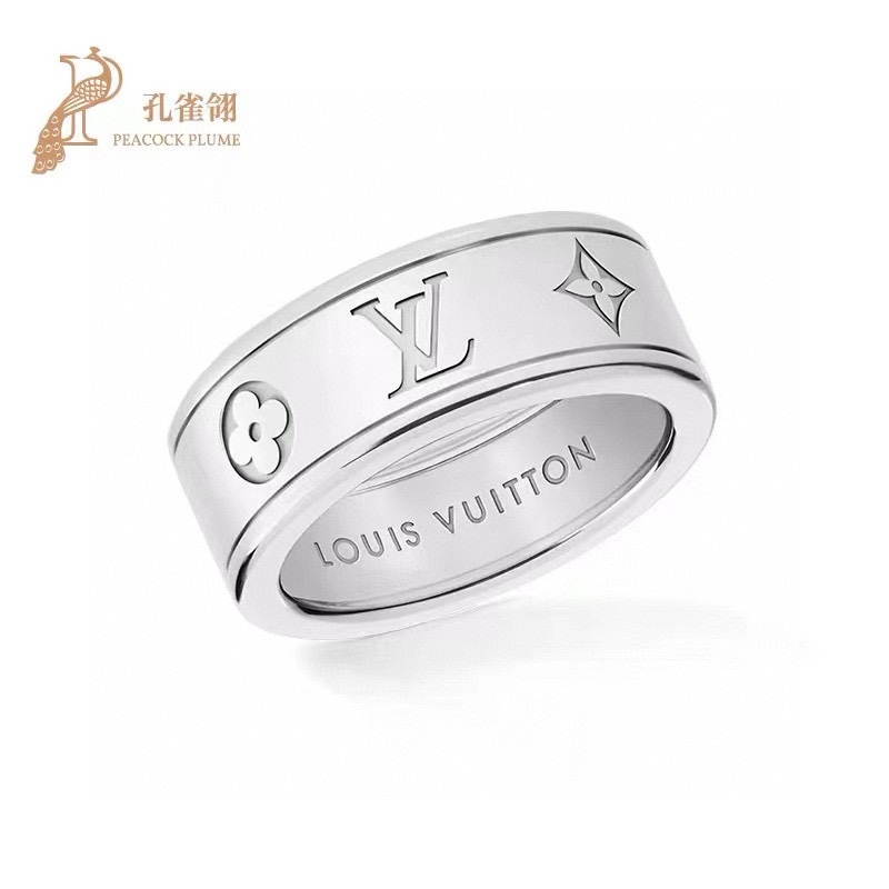 LV Monogram寬版戒指 銀色高仿時尚情侶款｜歐美奢侈品精品推薦