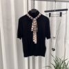 LV 高仿 女士短袖針織衫 綁帶領設計 黑色時尚款｜歐美奢侈品精品推薦