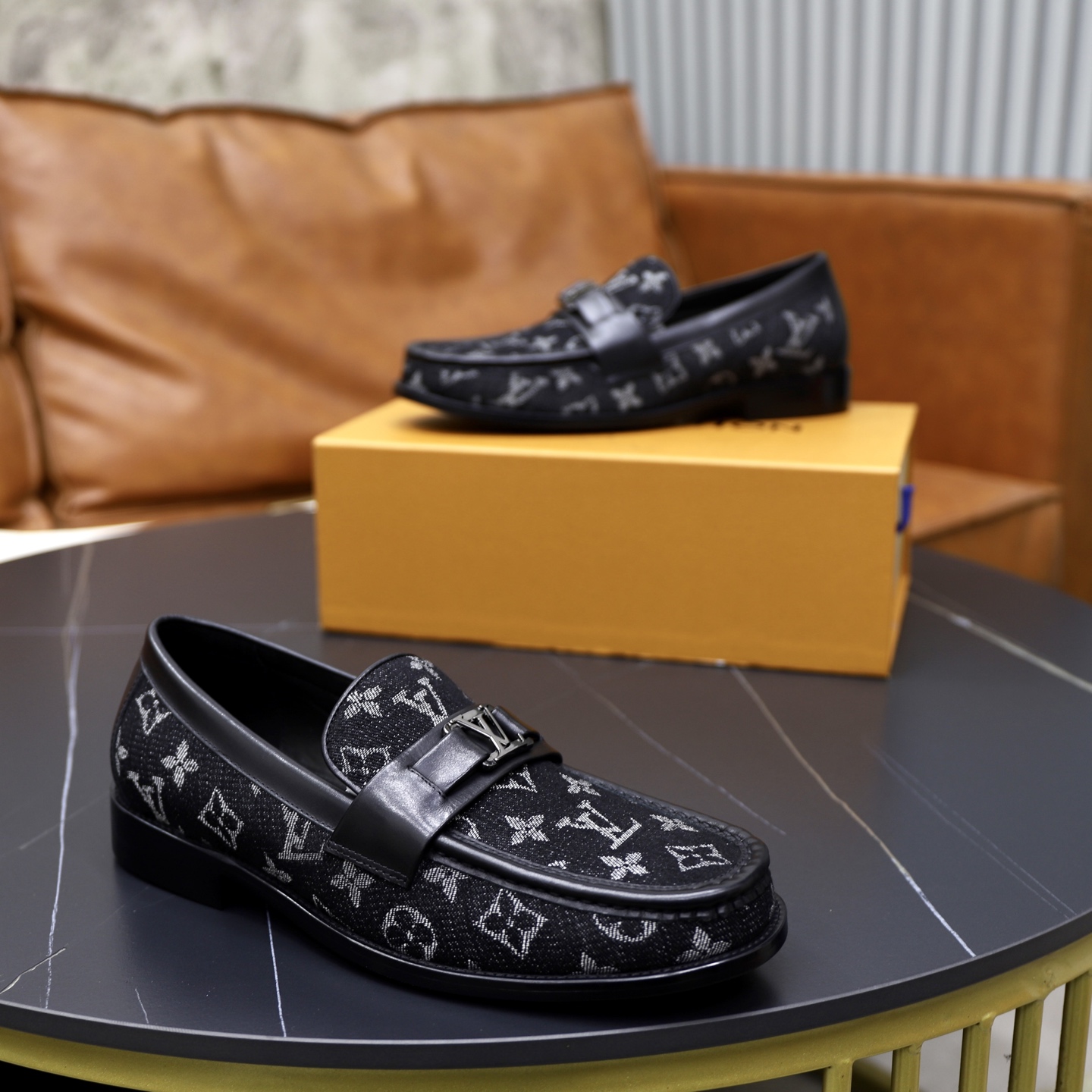 Louis Vuitton 一比一深藍老花樂福鞋 LV金屬飾搭配丹寧布面｜歐美奢侈品精品推薦