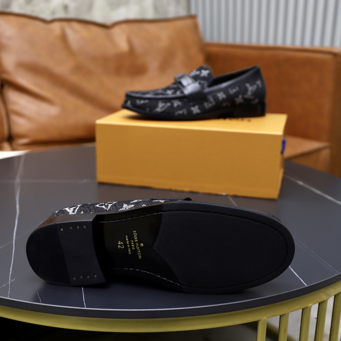 Louis Vuitton 一比一深藍老花樂福鞋 LV金屬飾搭配丹寧布面｜歐美奢侈品精品推薦