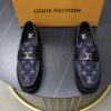 LV精品仿製深藍丹寧樂福鞋LOGO設計雅痞拼皮男鞋｜歐美奢侈品精品推薦