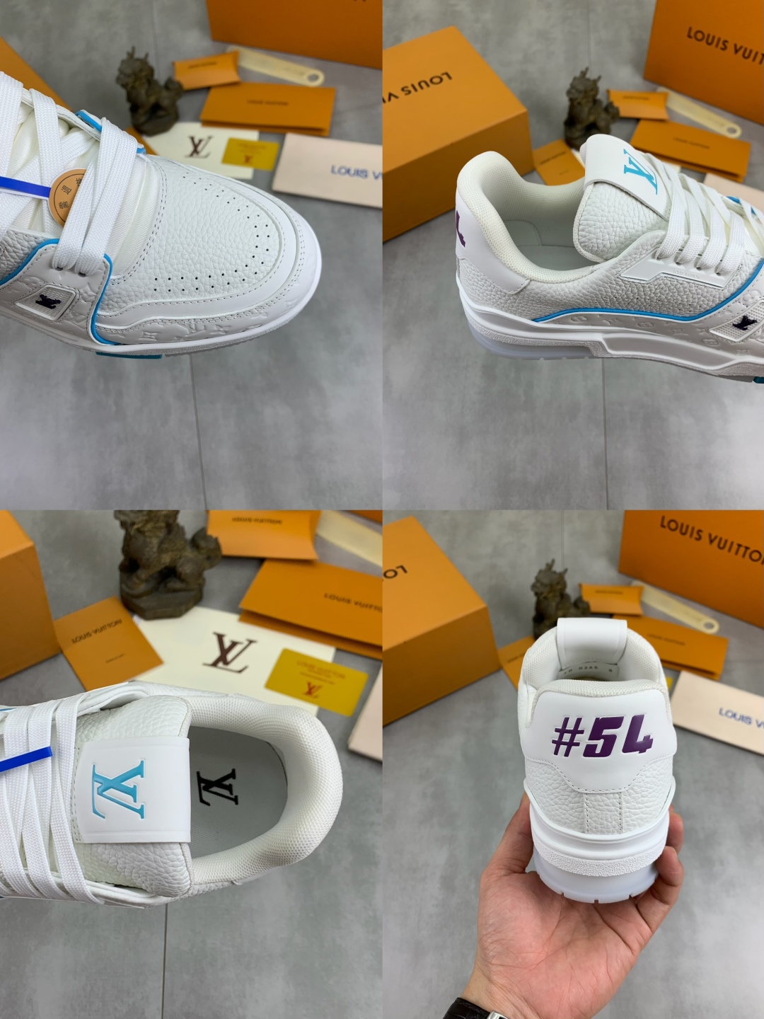 LV A貨白色緹花LOGO運動鞋 男士復古風百搭低筒款｜歐美奢侈品精品推薦