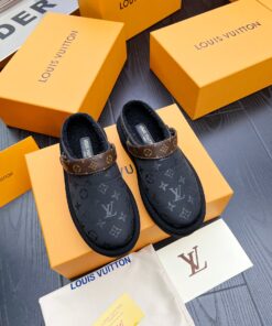 LV高仿男女款拖鞋經典黑色Monogram舒適設計