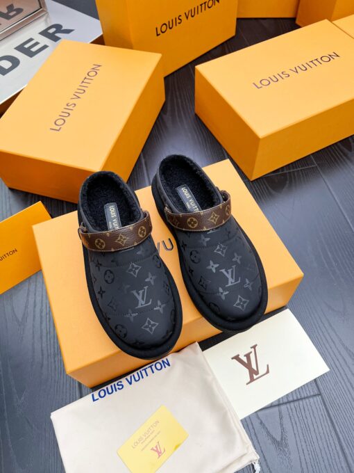 LV高仿男女款拖鞋經典黑色Monogram舒適設計
