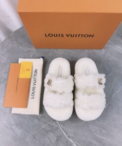 LV高仿毛毛拖鞋女款白色百搭冬季輕奢設計