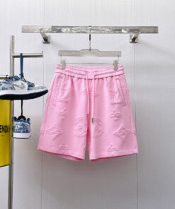 LV高仿短褲立體壓花粉紅設計可愛百搭休閒風