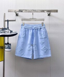 LV高仿短褲藍色壓紋設計簡約舒適夏日穿搭首選