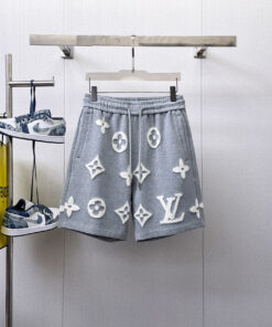LV高仿短褲灰色立體Logo圖騰運動休閒百搭款