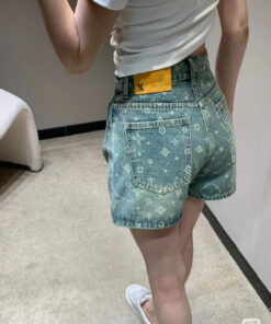 LV高仿女士Monogram牛仔短褲復古水洗質感款