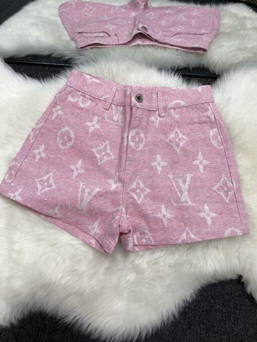 LV一比一女士粉色Monogram針織短褲甜美百搭款