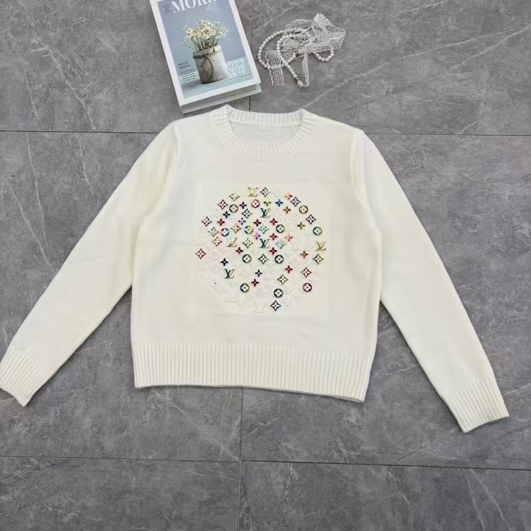 LV一比一女士彩色Monogram圓形刺繡針織毛衣清新百搭款｜歐美奢侈品精品推薦