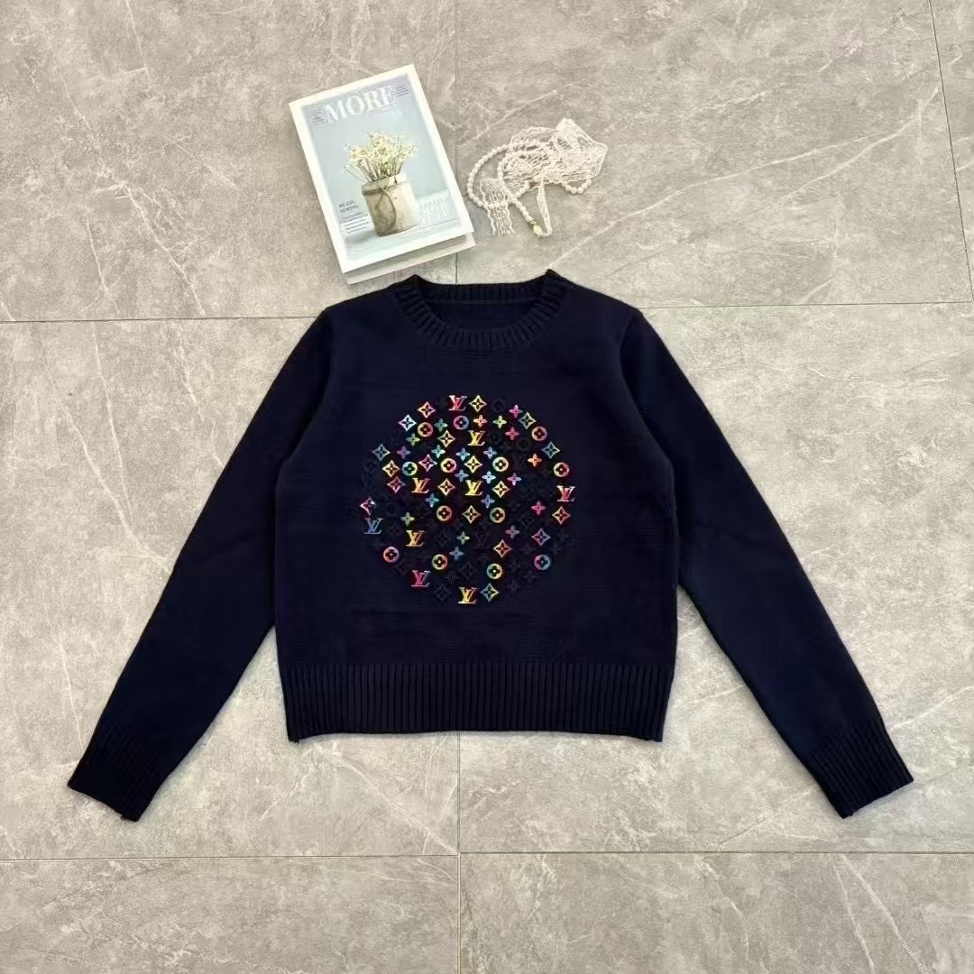 LV一比一女士彩色Monogram圓形刺繡針織毛衣清新百搭款｜歐美奢侈品精品推薦